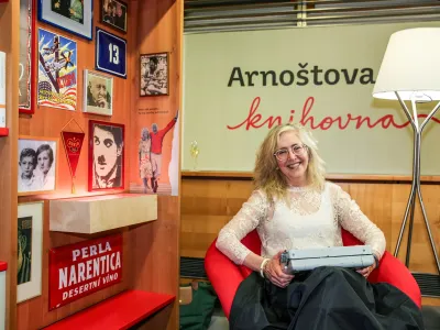 Eva Lustigová v Knihovně Arnošta Lustiga, foto: Monika Hlaváčová