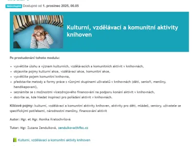 Snímek obrazovky z prostředí Moodle 