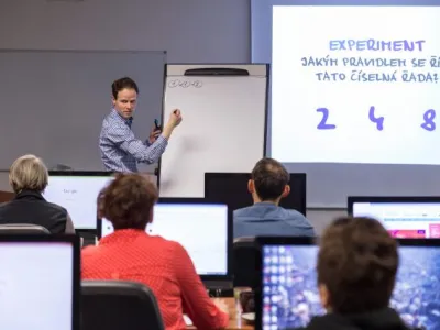 Součástí cyklu Používej Mozek byla i přednáška a workshop "Kritické myšlení - jak odhalovat bullshity?" lektora Lukáše Hány, foto: Pavel Němec