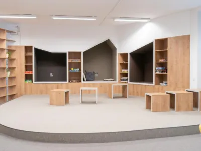 Studovna-čítárna Městské knihovny Kyjov, foto: Archiv Ateliér 100D Studovna-čítárna Městské knihovny Kyjov, foto: Archiv Ateliér 100D