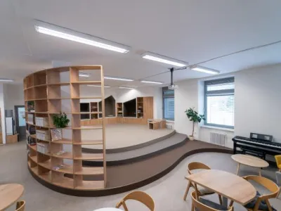 Studovna-čítárna Městské knihovny Kyjov, foto: Archiv Ateliér 100D Studovna-čítárna Městské knihovny Kyjov, foto: Archiv Ateliér 100D