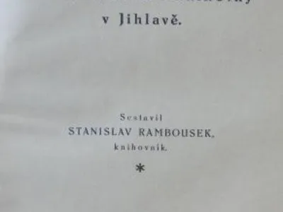 Seznam knih jihlavské knihovny z roku 1923, který vydal S. Rambousek.