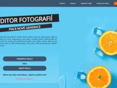 Program Pixlr - prostředí editoru