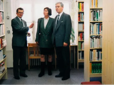 Jaromír Kubíček, ředitel MZK, Dagmar Lastovecká, primátorka města Brna, Eduard Schmidt, rektor MU