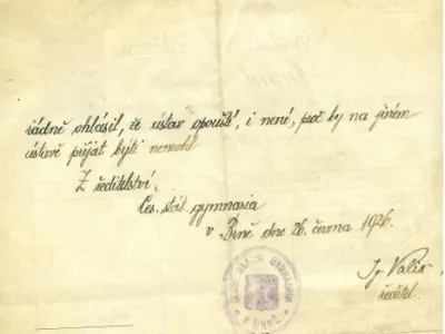 Vyloučení z gymnázia v Brně. Zdroj: Reprocesty s Bohumilem Hrabalem Vyloučení z gymnázia v Brně. Zdroj: Reprocesty s Bohumilem Hrabalem