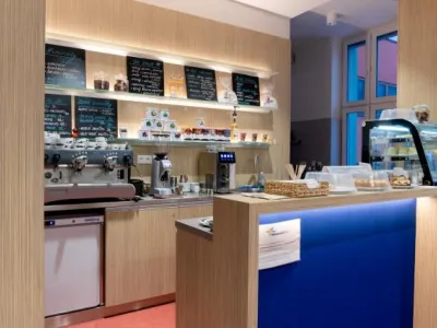 Interiér knihovny - kavárna