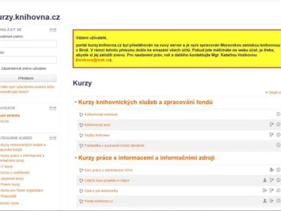 Portál kurzy.knihovna.cz - úvodní strana