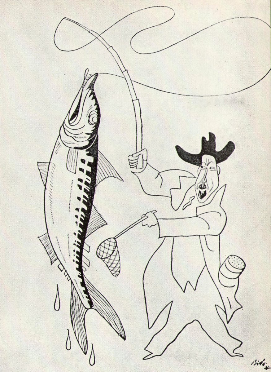 Karikatura Jiřího Mahena od Františka Bidla